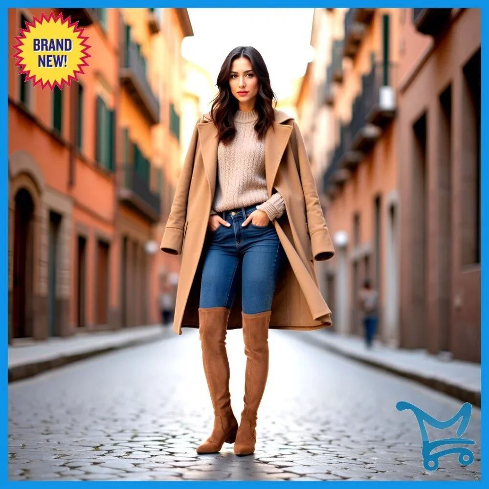 Women's Over the Knee Boots Block Heel Pointed Toe Faux Suede